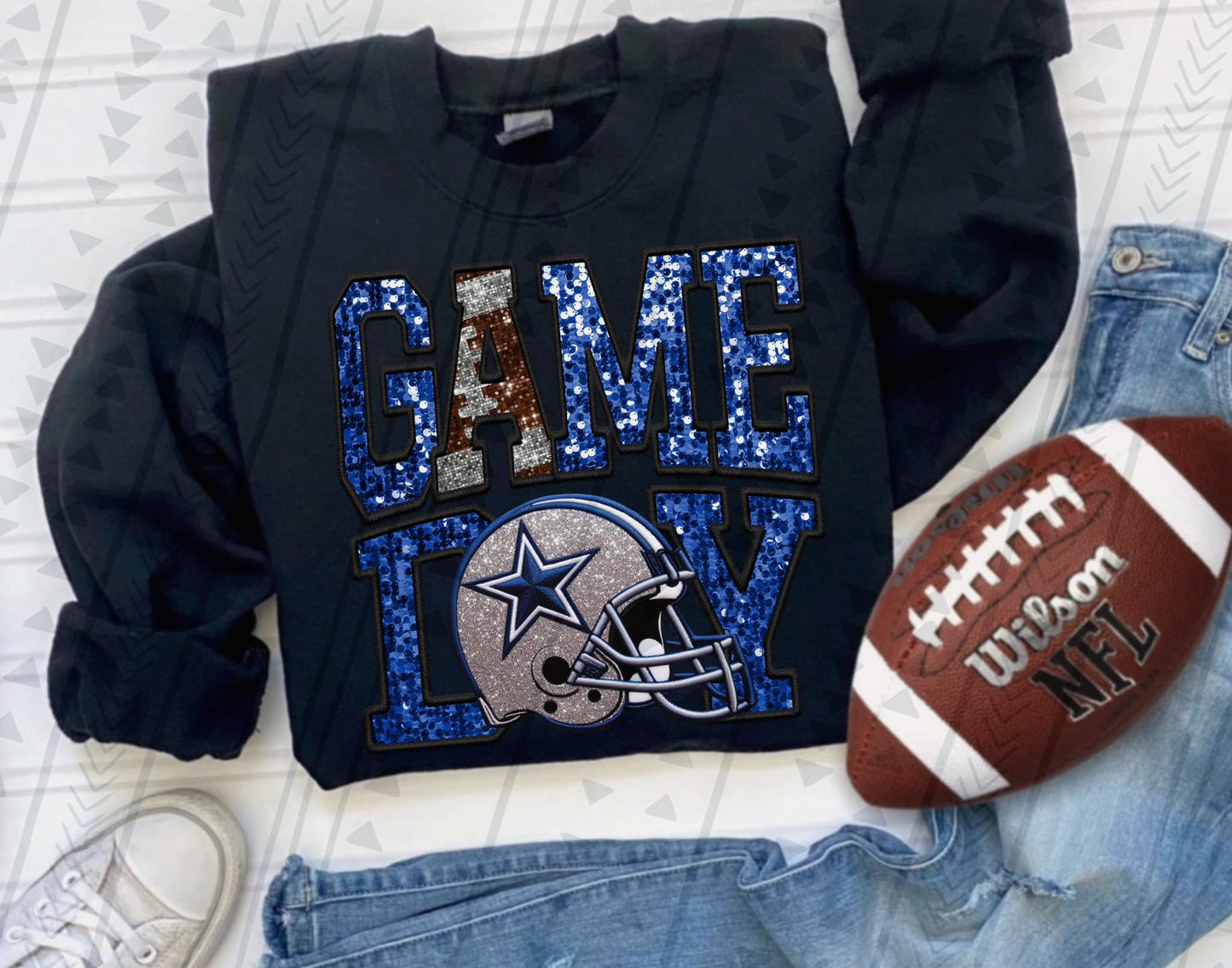 Faux Embroidery & Sequin Dallas Game Day